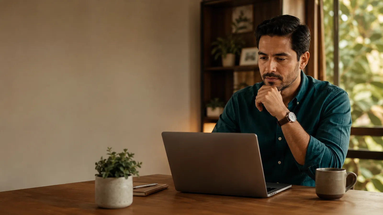 A professional in a focused moment at a laptop